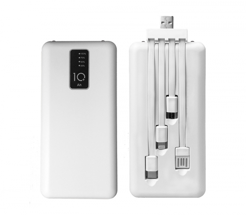 Power Bank with 4 Built-in Cables - 10000 mAh