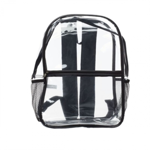 Clear PVC Backpack with Side Mesh Pocket