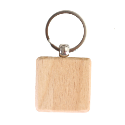 Wooden Square Shape Keychain