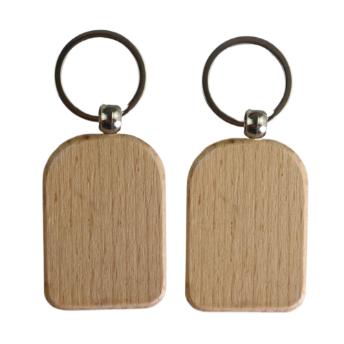 Arched Rectangle Wooden Keychain
