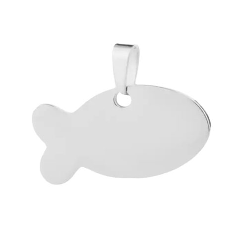 Silver Fish Shaped Stainless Steel Pet Tag