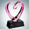 Art Glass Compassionate Heart Award with Black Base