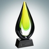 Art Glass Goldfinch Award with Black Base (L)