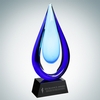 Art Glass Aquatic Award with Black Base (L)