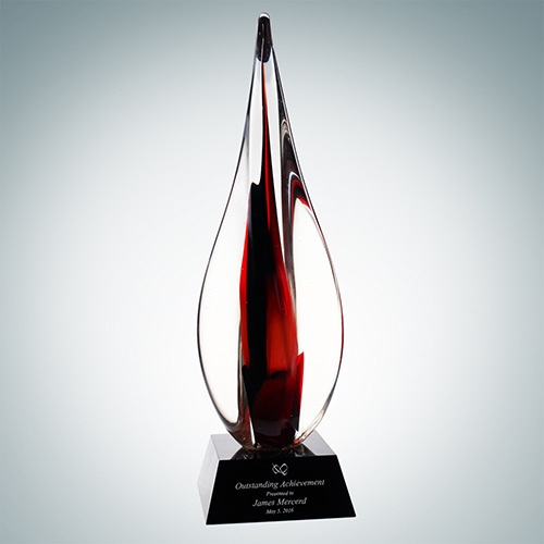 Art Glass Black Contemporary Award with Black Crystal Base