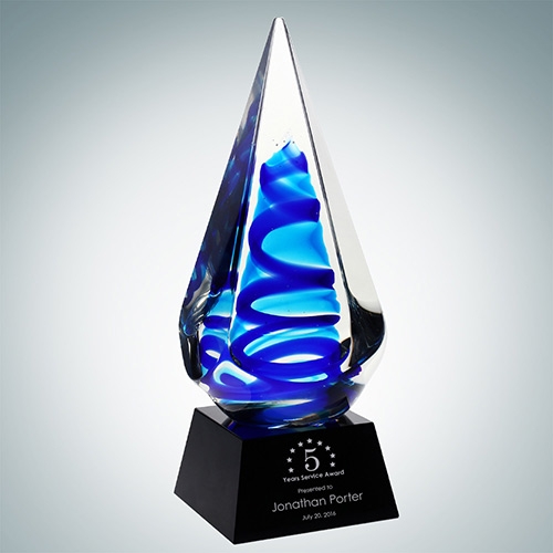 Art Glass Blue Ocean Spiral Award