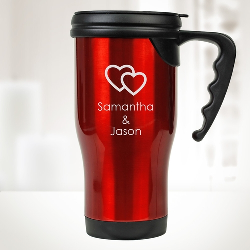 14 oz. Red Stainless Steel Travel Mug with Handle 