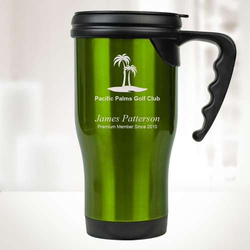 14 oz. Green Stainless Steel Travel Mug with Handle