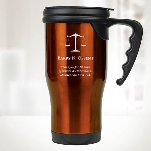 14 oz. Orange Stainless Steel Travel Mug with Handle