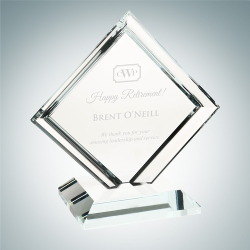 Clear Glass Square Diamond with Base Award (M) | Clear Glass