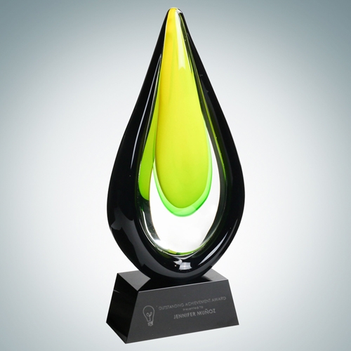 Art Glass Goldfinch Award with Black Base (S)