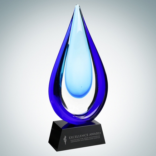 Art Glass Aquatic Award with Black Base (S)