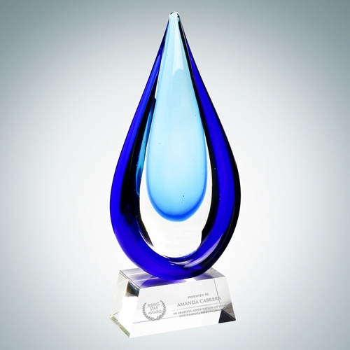 Art Glass Aquatic Award with Clear Base (S)