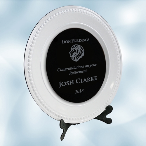 White/Black Award Plate with Acrylic Stand