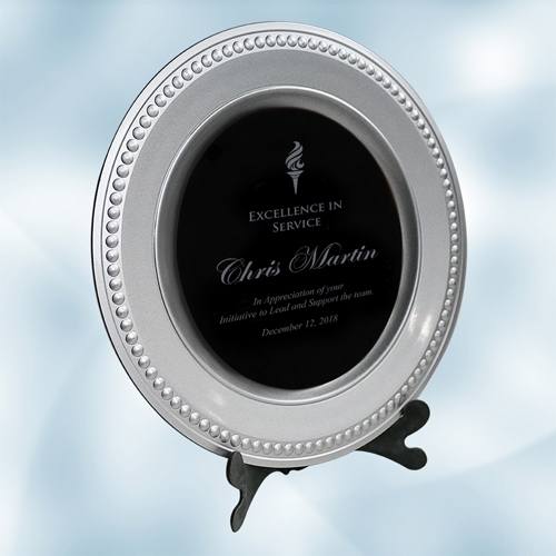 Silver/Black Award Plate with Acrylic Stand