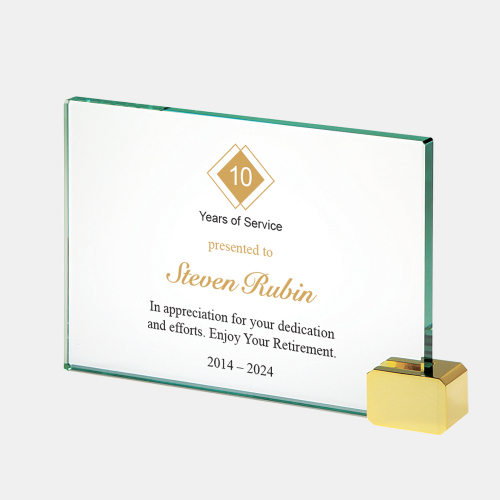 Color Imprinted Jade Achievement Award with Brass Rectangle (S)