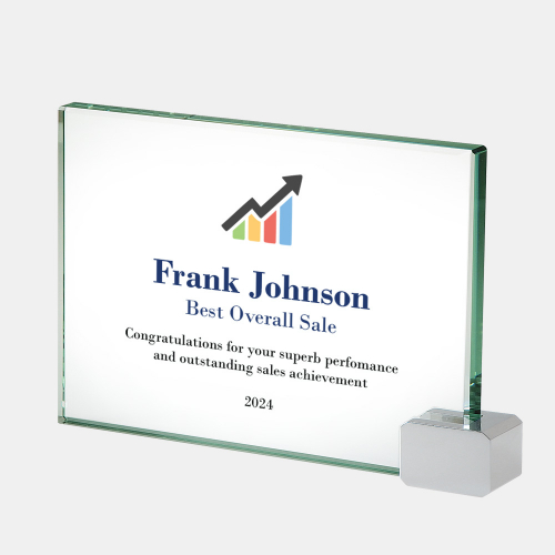 Color Imprinted Jade Achievement Award with Chrome Rectangle (M)