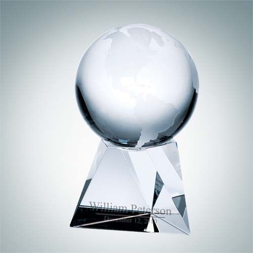 World Globe with Triangle Base | Optical Crystal