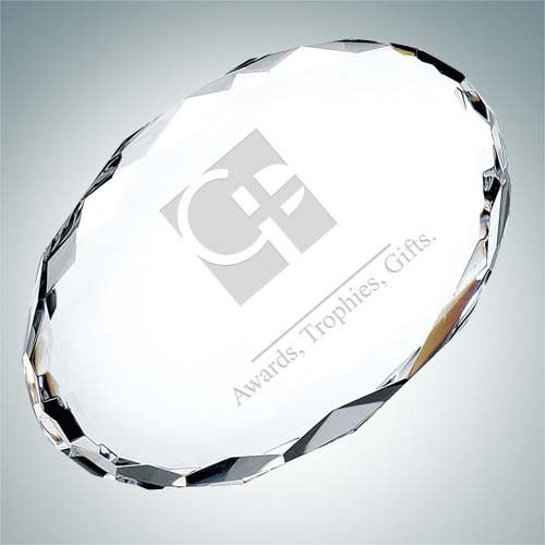 Gem-Cut Oval Paperweight | Optical Crystal