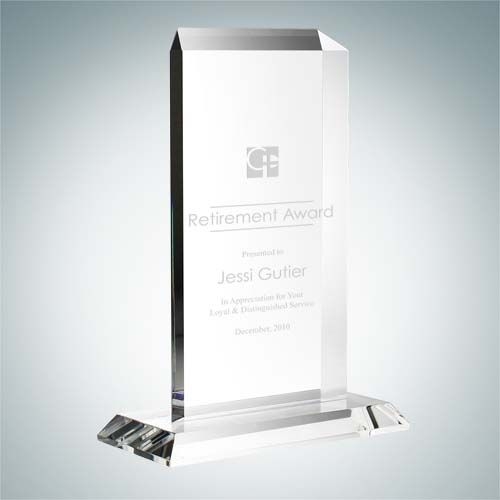Vertical Rectangle Plaque with Base | Optical Crystal
