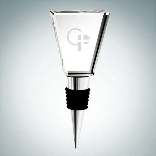 Trapezoid Shape Wine Stopper | Optical Crystal, Metal