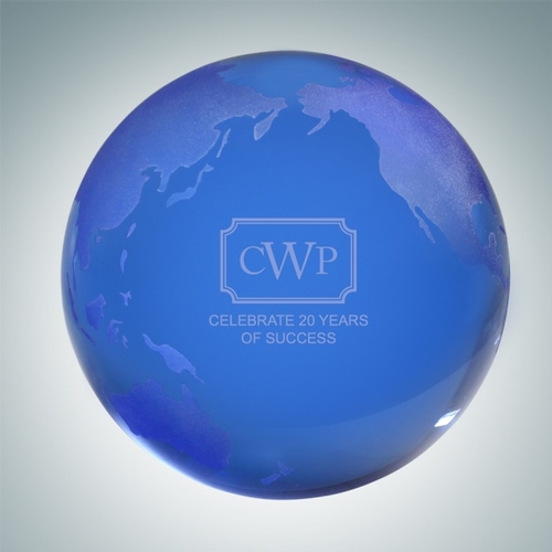 Blue Globe Paperweight | Optical Crystal