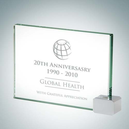 Achievement Award with Chrome Rectangle | Jade Glass,Metal