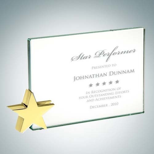 Achievement Award with Brass Star | Jade Glass,Metal