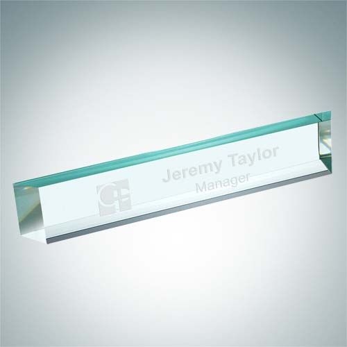 Slant Beveled Nameplate | Jade Glass
