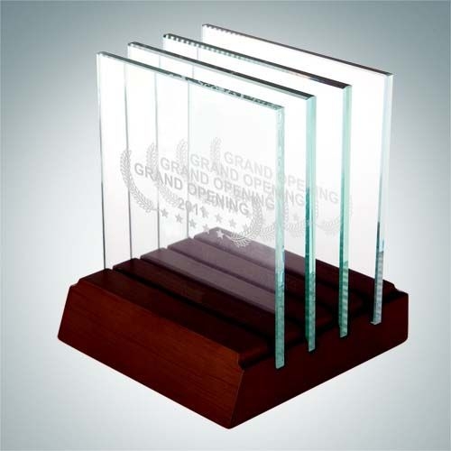 Square Glass Coaster | Jade Glass,Wood