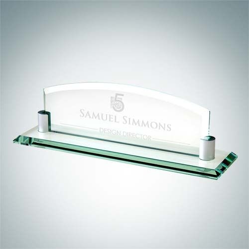 Nameplate with Aluminum Holder | Jade Glass