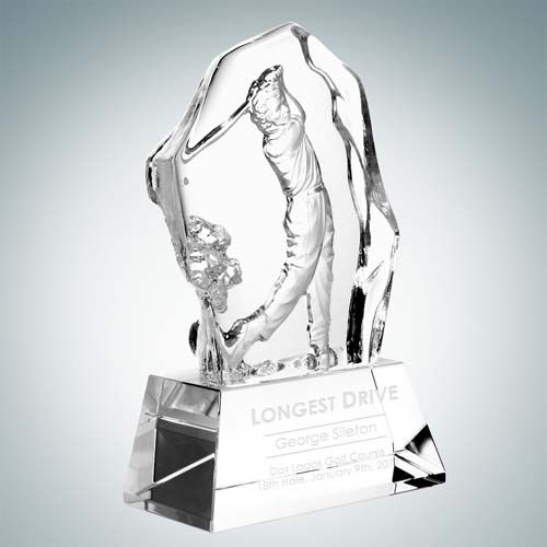 Male Golfer Action Award | Optical Crystal,Molten Glass