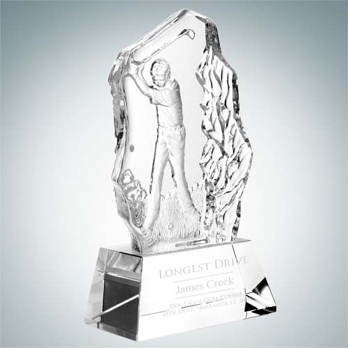 Male Golf Swing Award | Optical Crystal,Molten Glass