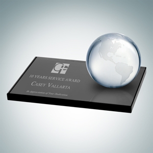 Clear Ocean Globe with Smoke Glass Base | Optical Crystal, Smoke Glass