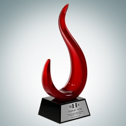 Art Glass The Red Jay Award with Silver Plate
