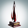 Art Glass Black Contemporary Award with Rosewood Base