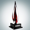 Art Glass Black Contemporary Award with Black Wood Base