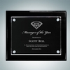 Black Piano Finish Wood Plaque - Floating Acrylic Plate - Small
