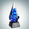 Art Glass Blue Ocean Spiral Award with Silver Plate