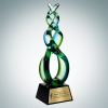 Art Glass Green Double Helix Award withSilver Plate (Cloned)