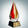 Art Glass The Red Flare Award with Gold Plate