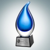 Art Glass Rain Drop Award with Silver Plate