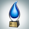 Art Glass Rain Drop Award with Gold Plate
