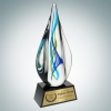 Art Glass Teal Aurora Award with Black Base and Gold Plate