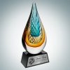 Art Glass Desert Sky Award with Black Base and Silver Plate