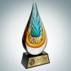 Art Glass Desert Sky Award with Black Base and Gold Plate
