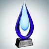Art Glass Aquatic Award with Black Base and Silver Plate (L)