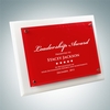 White Wood Plaque - Floating Red Glass Plate