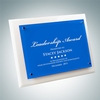 White Wood Plaque - Floating Blue Glass Plate | Jade Glass, Wood