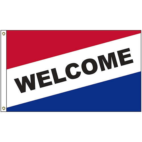Welcome Diagonal 3' x 5' Message Flag with Heading and Grommets